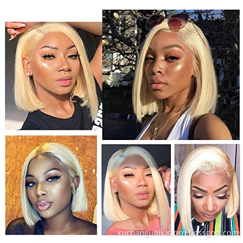Uniky Brazilian Remy Hair Straight Short Human Hair Bob Wigs Ombre TT1B 30 Color Blunt Cut Bob Lace Front Wig With Closure